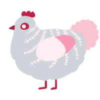 A mist and rose chicken with a half-bar pattern
