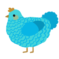 A aqua and cerulean chicken with a lace pattern