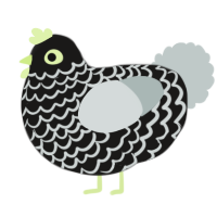 A sable and silver chicken with a lace pattern