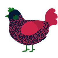 A tumblr and crimson chicken with a double-lace pattern