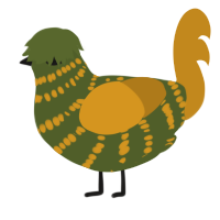 A olive and ochre chicken with a bar pattern