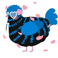 A black and sapphire chicken with a bar pattern