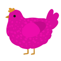 A fuchsia chicken with a speckle pattern