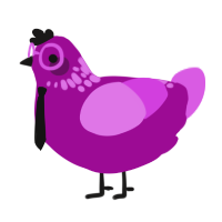 A plum and orchid chicken with a neck-speckle pattern