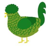 A chartreuse and leaf chicken with a lace pattern