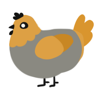 A ash and orange chicken with a head pattern