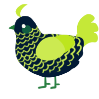A tumblr and lime chicken with a lace pattern