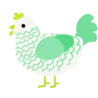 A white and spring chicken with a lace pattern