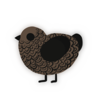 A bark and black chicken with a double-lace pattern