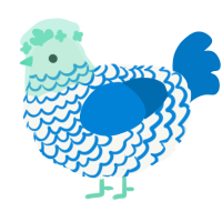 A white and sapphire chicken with a lace pattern