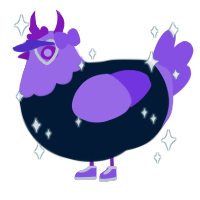 A tumblr and blurple chicken with a head pattern
