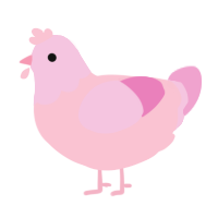A rose and pink chicken with a head pattern