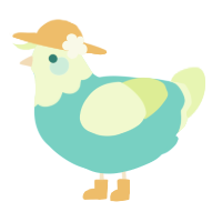 A aqua and apple chicken with a head pattern