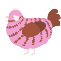 A pink and russet chicken with a bar pattern