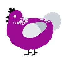 A plum and mist chicken with a neck-speckle pattern