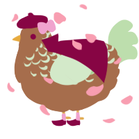 A brown and gluppy chicken with a half-lace pattern