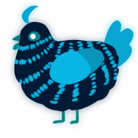 A tumblr and cerulean chicken with a bar pattern