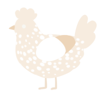 A cream chicken with a speckle pattern