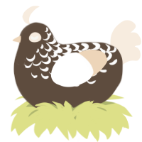 A bark and cream chicken with a half-lace pattern