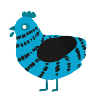 Webcrawler, a cerulean and sable chicken with a bar pattern