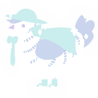 A white and ultramarine chicken with a half-bar pattern