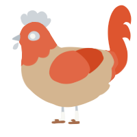 A beige and vermilion chicken with a head pattern