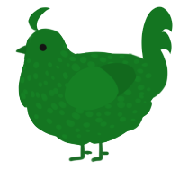 A leaf chicken with a speckle pattern