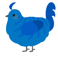A sapphire and ultramarine chicken with a half-bar pattern