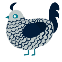 The Vicar, a silver and tumblr chicken with a bar pattern