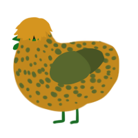A ochre and olive chicken with a speckle pattern
