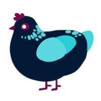 Astro, a tumblr and aqua chicken with a neck-speckle pattern