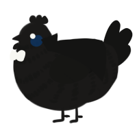 A sable and black chicken with a bar pattern