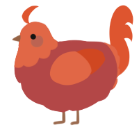 A red and vermilion chicken with a head pattern