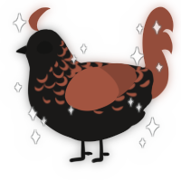 A sable and russet chicken with a half-lace pattern