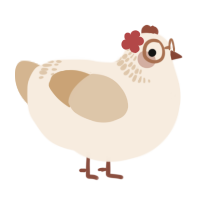 A cream and beige chicken with a neck-band pattern