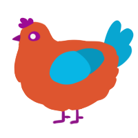 A vermilion and cerulean chicken