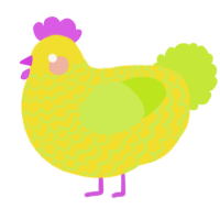 A yellow and lime chicken with a lace pattern