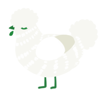 A white chicken with a bar pattern