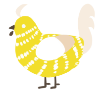 A yellow and cream chicken with a bar pattern