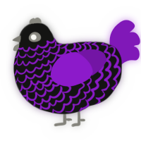 A black and violet chicken with a lace pattern