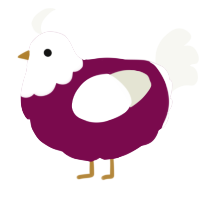 A wine and white chicken with a head pattern