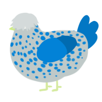 A silver and sapphire chicken with a speckle pattern