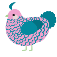 A pink and sea chicken with a lace pattern