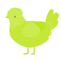 A lime chicken with a head pattern