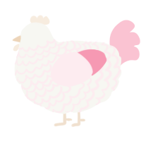 A white and rose chicken with a lace pattern