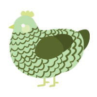 A gluppy and olive chicken with a lace pattern