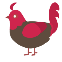 A bark and crimson chicken with a head pattern