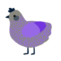 A ash and blurple chicken with a double-lace pattern