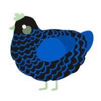 A sable and ultramarine chicken with a lace pattern