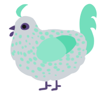 A mist and mint chicken with a speckle pattern